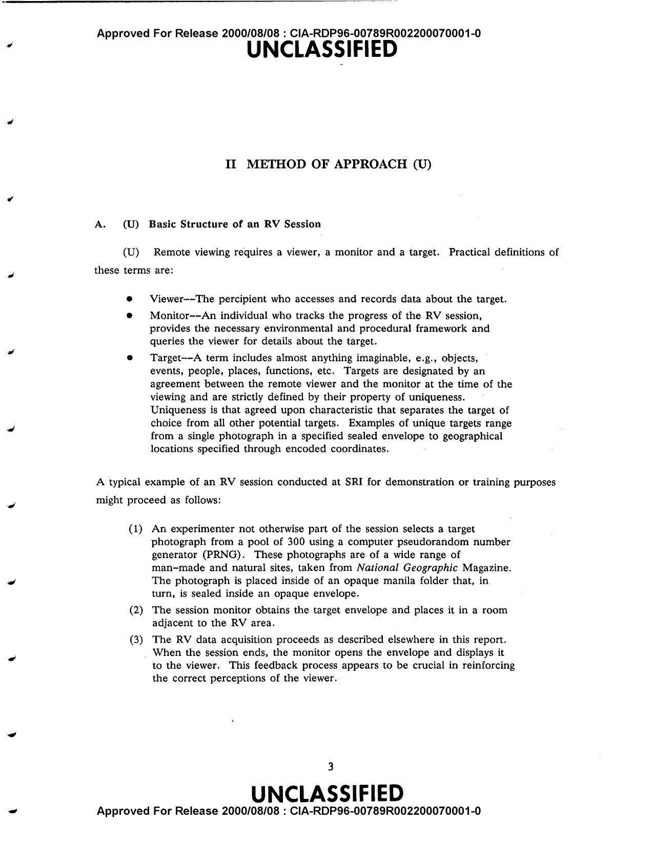 CIA remote viewing methodology page showing data access concepts